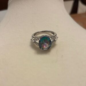 Elegant Silver and Mystic Topaz Ring
